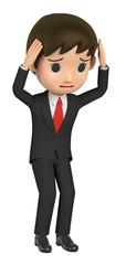 3D illustration character - A business man is troubled.