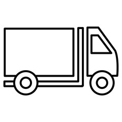 black and white cargo truck car side view over isolated background, vector illustration 