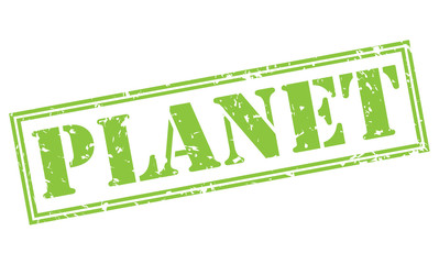planet green stamp on white background