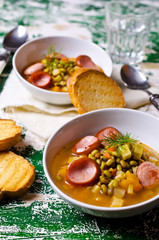 Homemade soup with beans