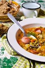 Homemade soup with beans