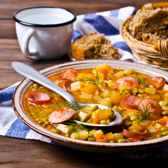 Homemade soup with beans
