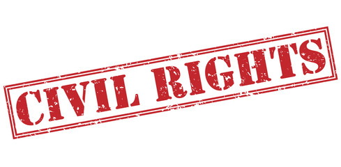 civil rights red stamp on white background