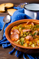 Homemade soup with beans