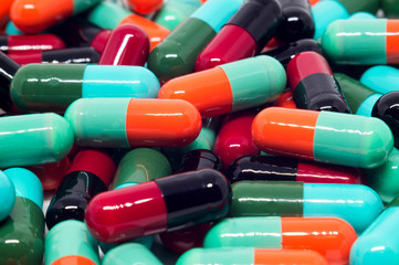 colorful gelatin pills capsules