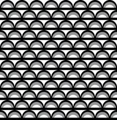 Geometric fun pattern with grey white and black semicircles