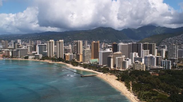 Rotating Waikiki coastline, Honolulu. Shot in 2010.