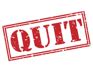 quit red stamp on white background