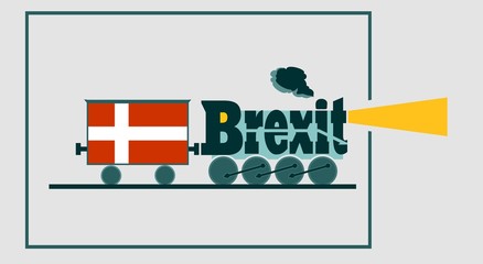 Naklejka premium Denmark and EU relationships. Brexit text