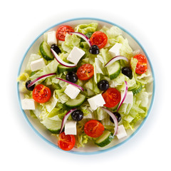 Greek salad on white background 