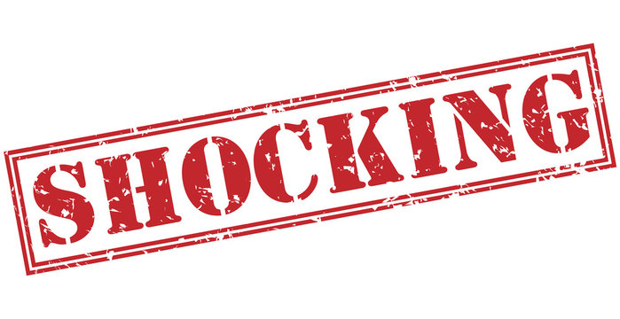 shocking red stamp on white background