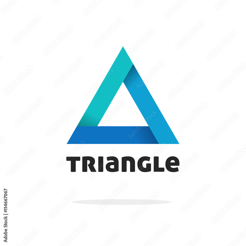 Poster triangle logo vector isolated on white background, blue gradient abstract triangle logotype element 