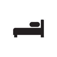 Bed Icon Vector. Hotel, hostel, motel sign isolated on white background. Flat design style.
