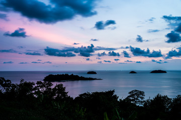 Fototapeta na wymiar beautiful seascape and twilight sky, colorful cloudscape backgro