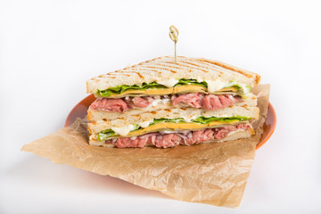 Sandwich on wrapping paper