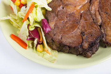 Beef steak with salad