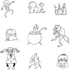 Black and white doodle Halloween