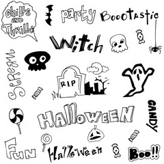Cute doodle Halloween on white backgrounds