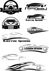 Car, vector, logo, silhouette, design, set, illustration, icon, vehicle, service, repair, auto, automobile, classic, art, black