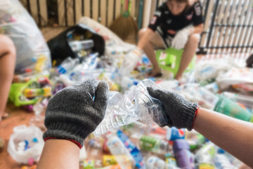 Recycling garbage and reusable waste management as old paper gla