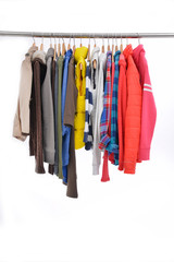 multicolored casual men's clothes shirts on hangers
