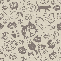 猫の顔、肉球、おしりの模様