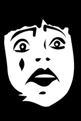 vector sketch of a sad white clown