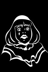 Fototapeta premium vector sketch of a sad white clown