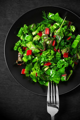 Leafy vegetables salad in plate
