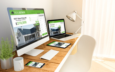 responsive web design concept in laptop, computer, tablet and sm