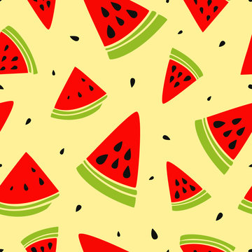 Seamless vector pattern with watermelon slices.