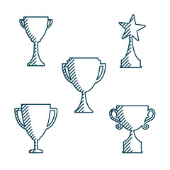 Trophy cup icons thin line style -variable line- flat design 