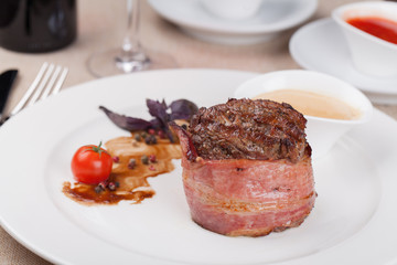 grilled fillet steak on an plate