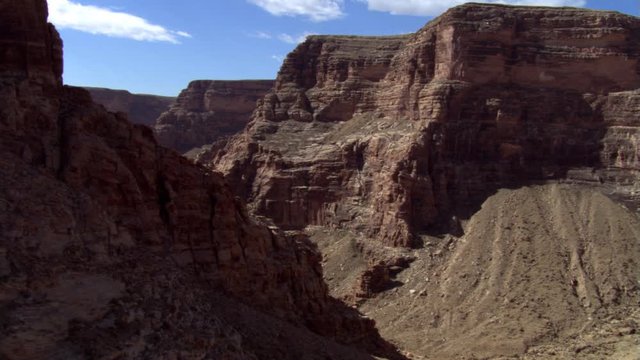 Flying through desert canyons in Arizona