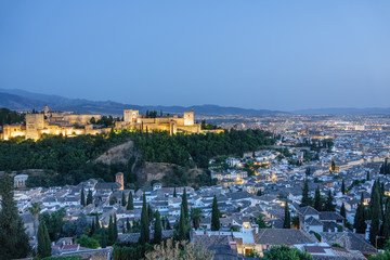 Fototapeta premium Ancient arabic fortress of Alhambra at top of Granada, Spain.