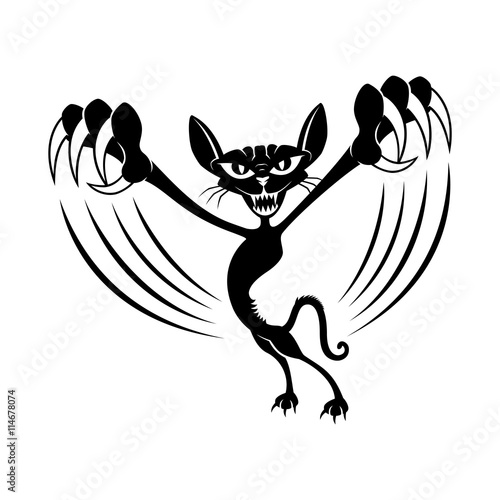 "Black cat with claws." Stock image and royaltyfree vector files on Pic 114678074