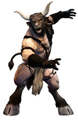 Minotaur about to attack 3D illustration