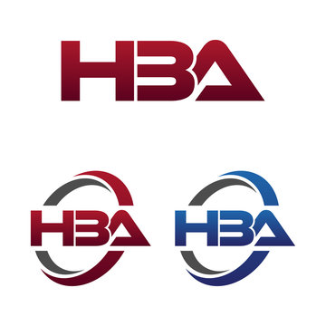 Modern 3 Letters Initial logo Vector Swoosh Red Blue hba