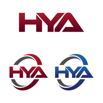 Modern 3 Letters Initial logo Vector Swoosh Red Blue hya