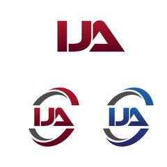 Modern 3 Letters Initial logo Vector Swoosh Red Blue ija