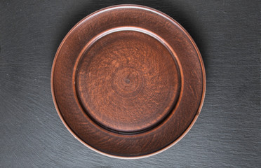 plate on the slate board. top view