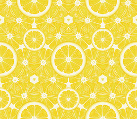 Seamless pattern from lemons. Vector background.
