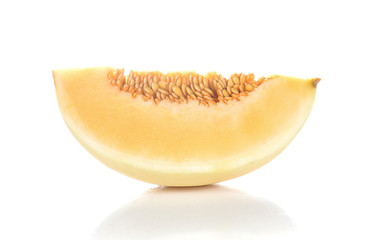 Cantaloupe,Melon cut pieces on white background.