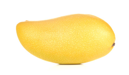 One yellow mango on white background.