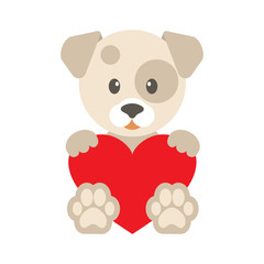 cartoon dog and heart