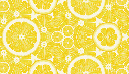 Seamless pattern from lemons. Vector background.