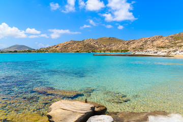 Crystal clear turquoise sea water of Kolymbithres beach, Paros island, Greece