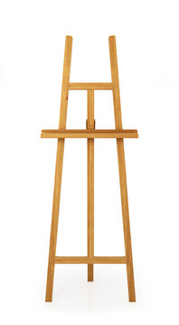 wooden easel with blank canvas
