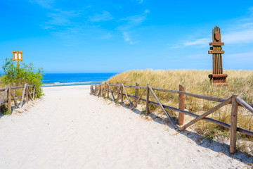 Entrance to sandy beach in Lubiatowo, Baltic Sea, Poland