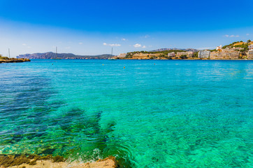 Fototapeta premium Beautiful sea bay coast with turquoise water Majorca Santa Ponca 